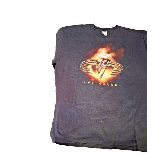 Vintage Van Halen Men's Flaming Globe VH Rings Logo Black T-Shirt Size XL - Picture 4 of 11